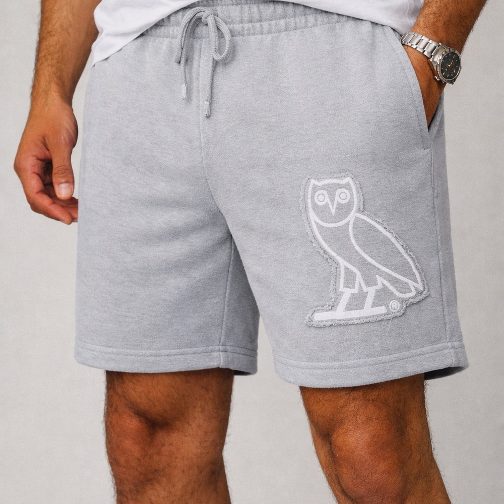 OVO |Athletic|OWL Shorts in Light Gray- Size Medium